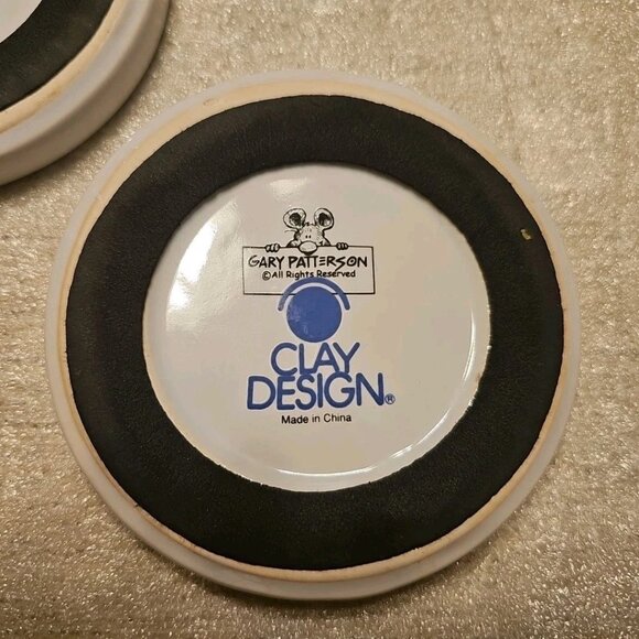 Gary Patterson Clay Design Dog Lovers Coasters w/Non-Slip Bottom-Lot of 4 - Picture 3 of 7